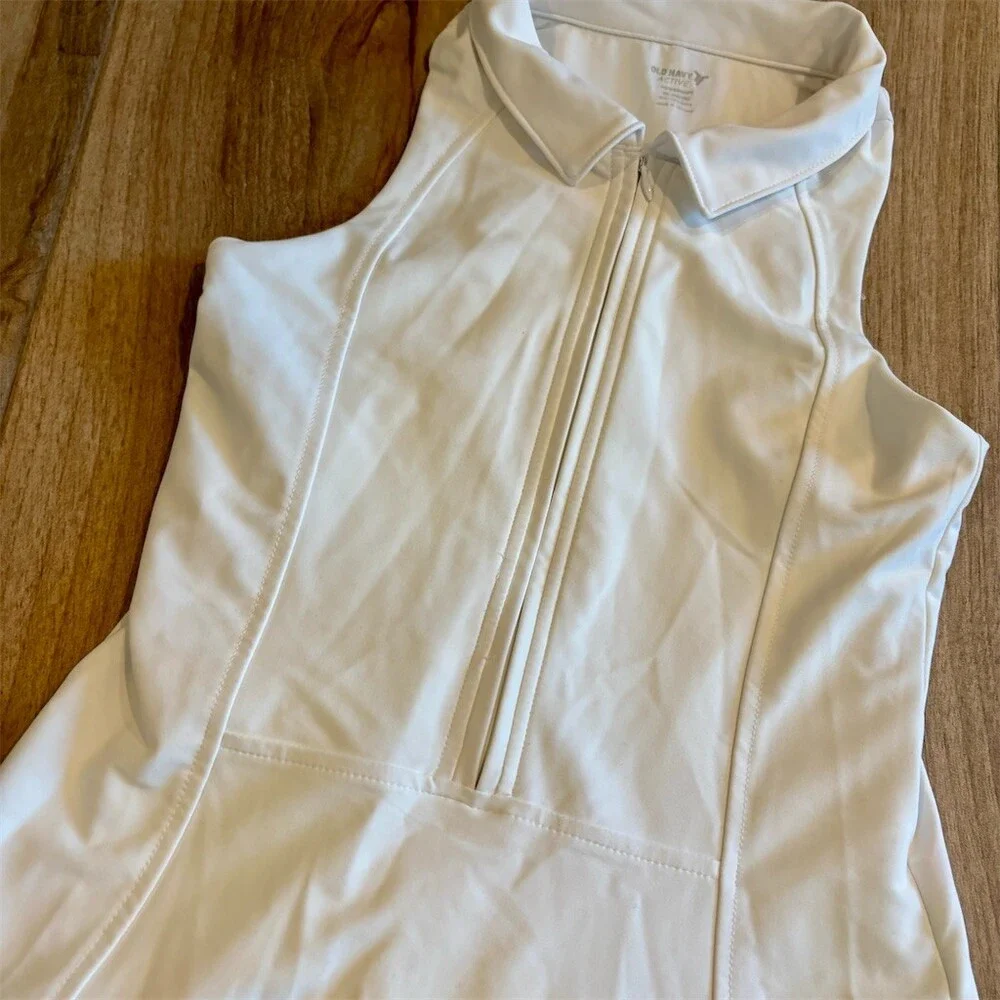 Old Navy Active Dress Womens XL White Sleeveless Zip Polo Tennis Golf